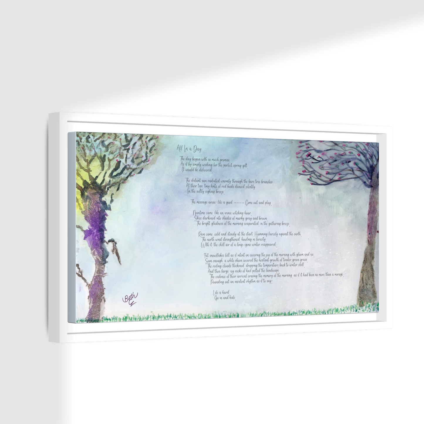 All in a Day, Poem Canvas Framed