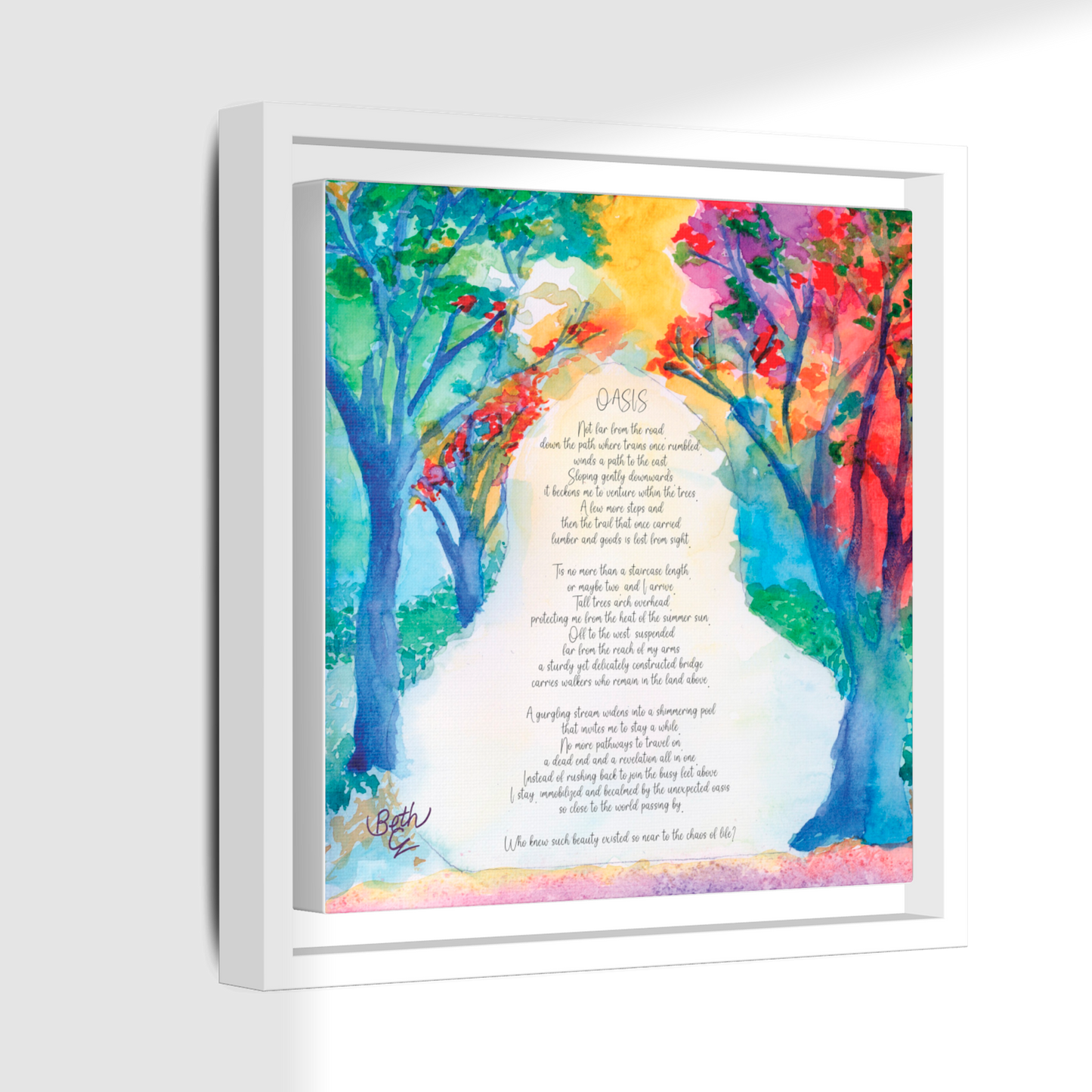 Oasis, Poem Canvas Framed