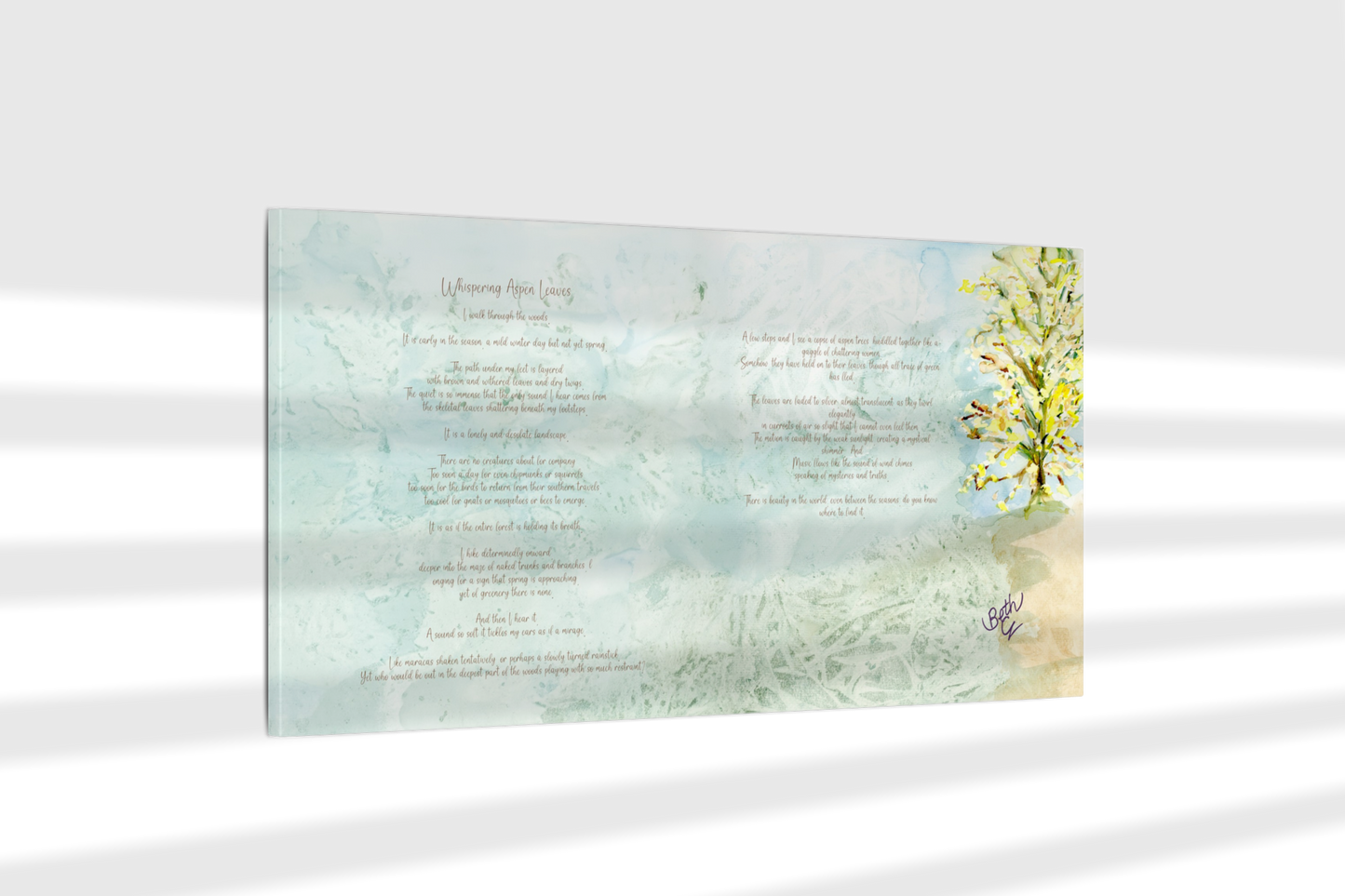 Whispering Aspen Leaves, Poem Canvas Framed