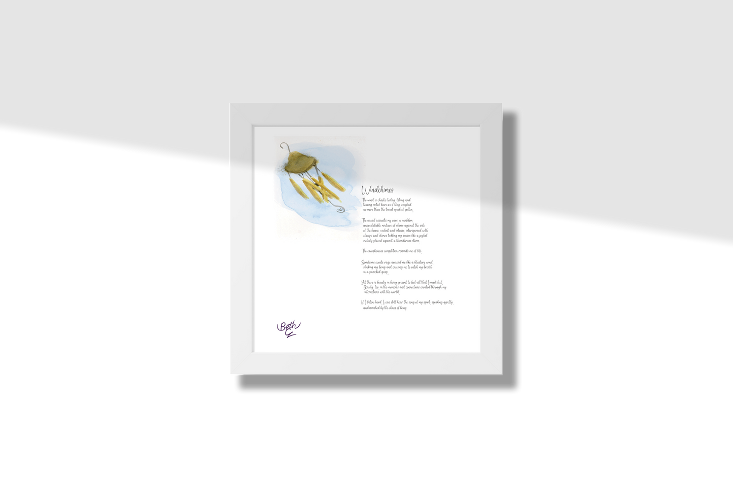 Windchimes, Poem Paper Framed