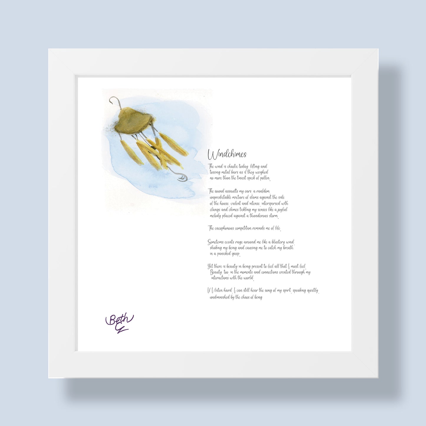 Windchimes, Poem Paper Framed