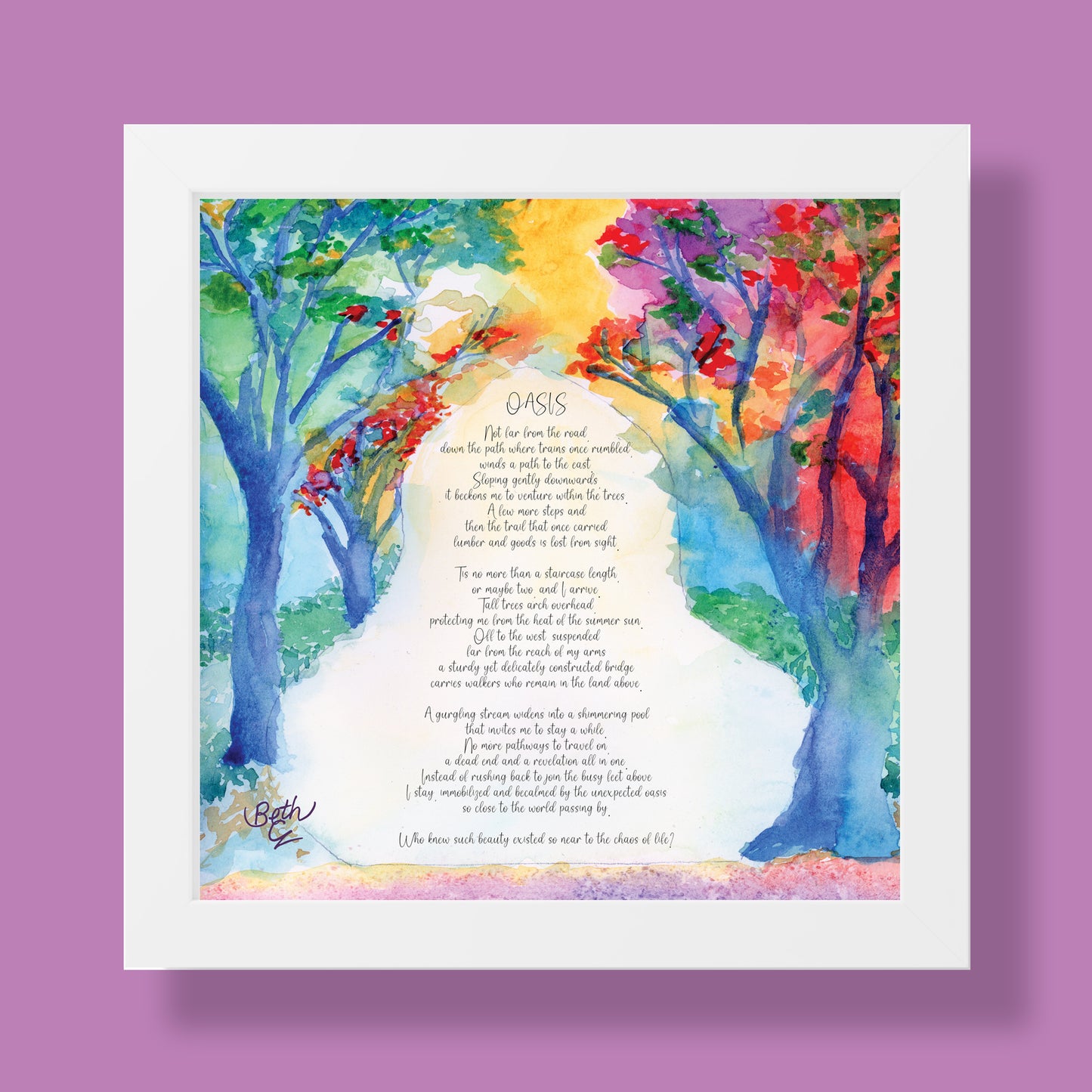 Oasis, Poem Paper Framed
