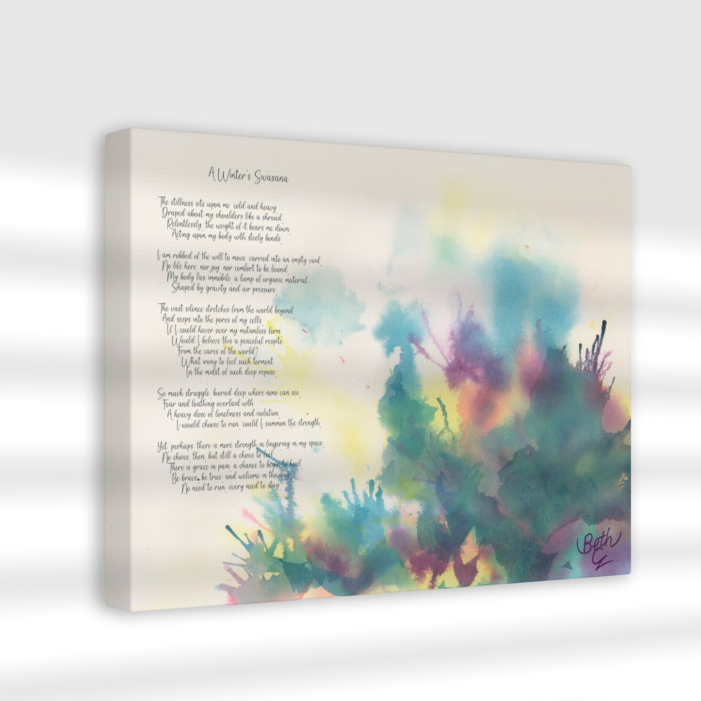 A Winter's Sivasana, Poem Canvas