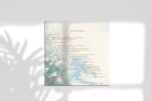 Drifting Dandelions, Poem Paper