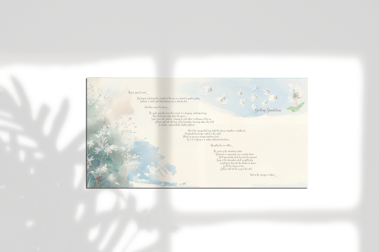 Drifting Dandelions, Poem Paper