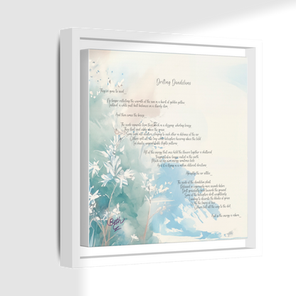 Drifting Dandelions, Poem Canvas Framed