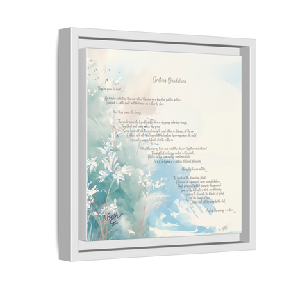 Drifting Dandelions, Poem Canvas Framed