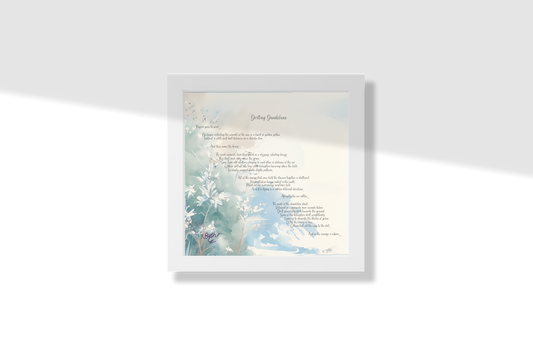 Drifting Dandelions, Poem Paper Framed