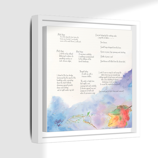 Joyous Brook, Poem Canvas Framed