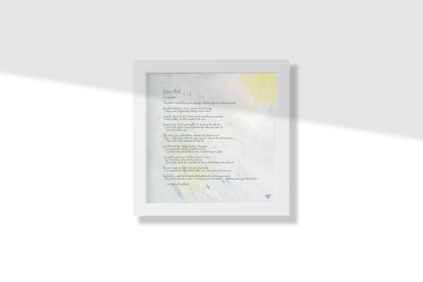 Silver Mist, Poem Paper Framed