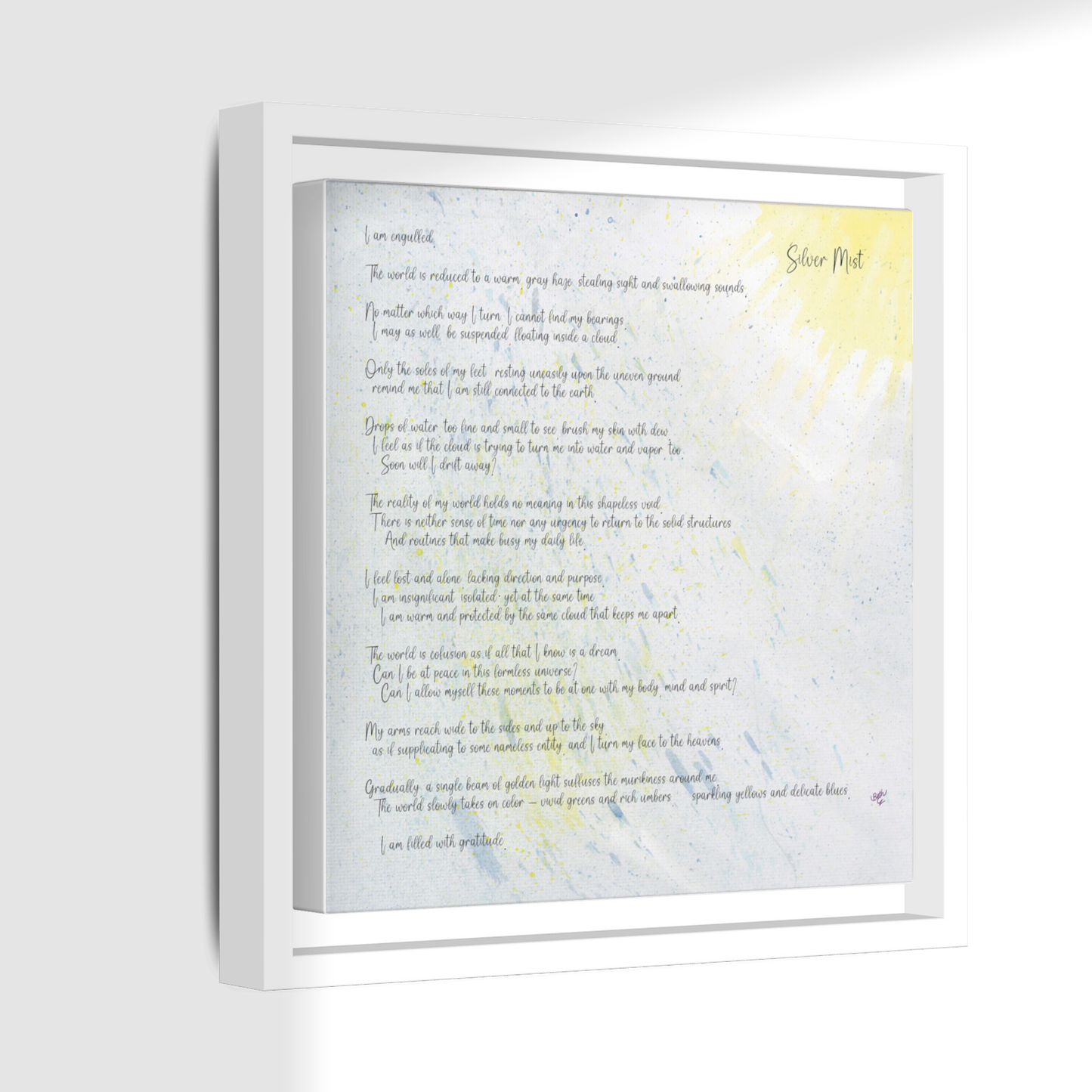 Silver Mist, Poem Canvas Framed