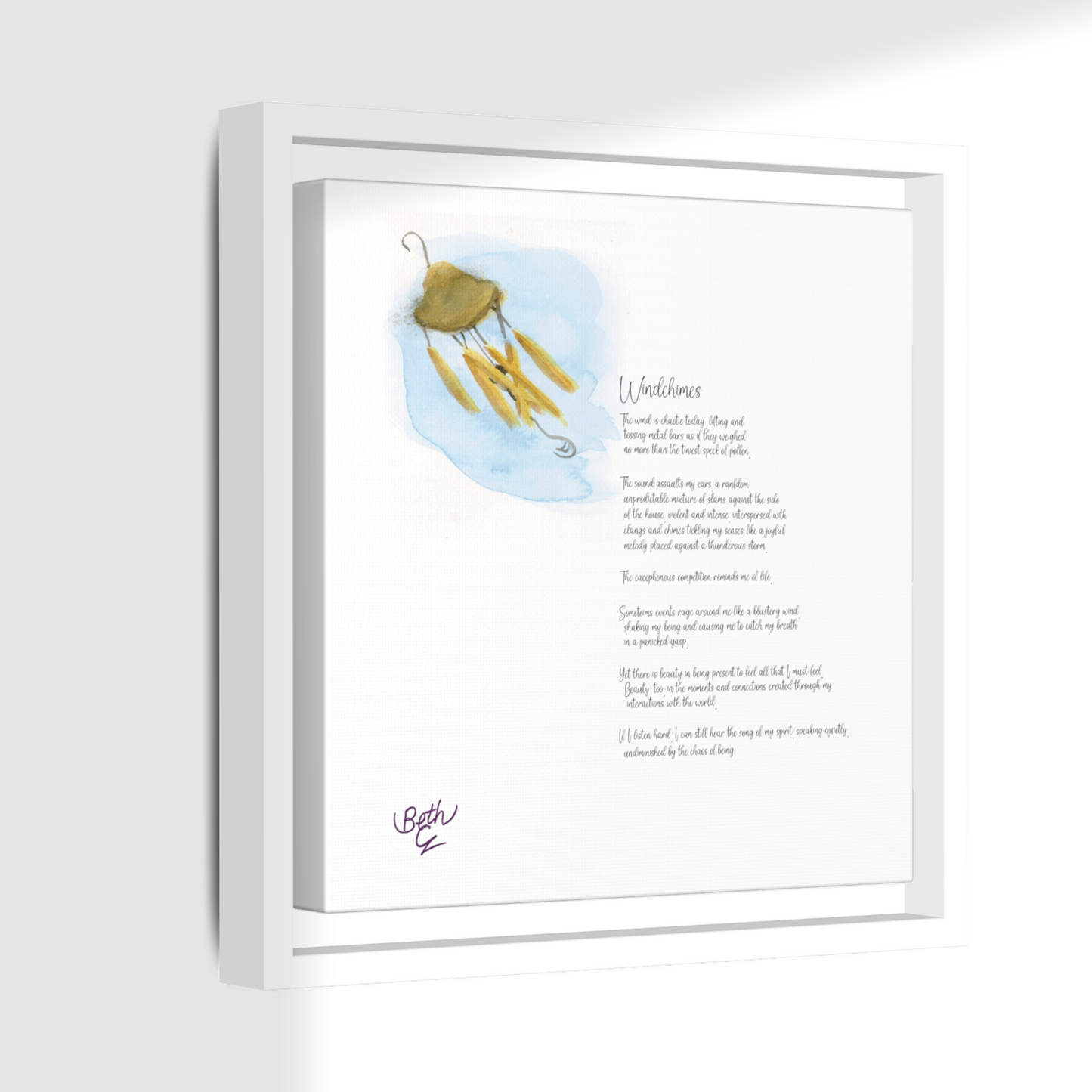 Windchimes, Poem Canvas Framed